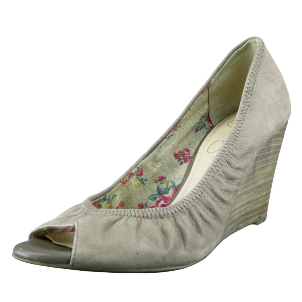 Jessica Simpson Noah‎ Women Peep Toe Heel Shoes Brown Leather Size 6.5 Medium